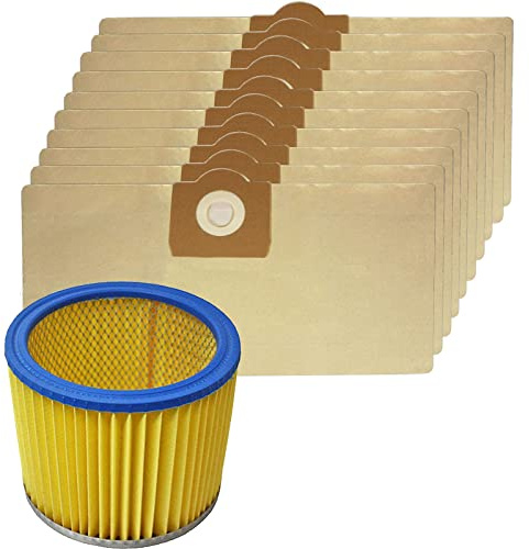 Spares2go Filter & Dust Bags Kit for Earlex Powervac Combivac WD1000 WD1100 WD1200P Vacuum Cleaner (Pack of 10)