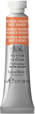 Winsor & Newton 0102723 Professional Aquarellfarbe, lebendige Wasserfarben in Künstlerqualität, hohe Farbbrillanz & Leuchtkraft, lichtecht, Archivqualität, 5ml Tube - Winsororange (Rotton