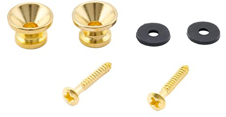 Musiclily Basic Gitarren Gurtknöpfe Metall Gurtpins Gold 2 Stück | für E-Gitarre/Klassische Akustik Gitarre/ Bass /Ukulele