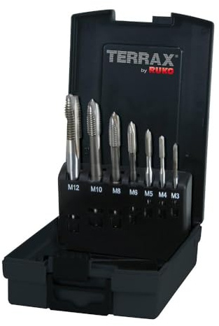 Terrax by RUKO A245057ETX - Juego de machos de roscar para máquina (tamaño M, DIN 371/376, forma B, con corte HSSE-Co 5, en caja de plástico)