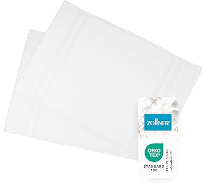 ZOLLNER Juego de 2 alfombras de baño de 50x70 cm - Alfombras de baño de algodón Muy absorbentes y mullidas - Lavables a 60 °C - En Color Blanco - Calidad de Hotel