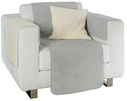 Erwin Müller Sesselschoner Matera, Sesselauflage, Überwurf Silber/wollweiß Größe 50x200 cm - weich, temparaturausgleichend, atmungsaktiv, mollige Wärme