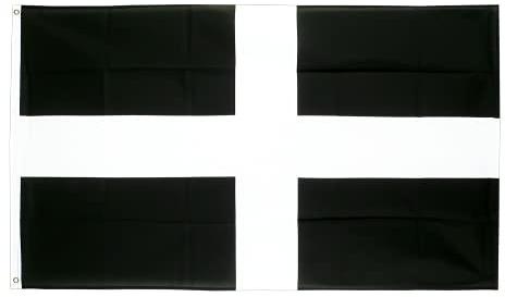 AZ FLAG Saint Piran flagga 250 x 150 cm - stor Cornwallflagga - Bretagne 150 x 250 cm