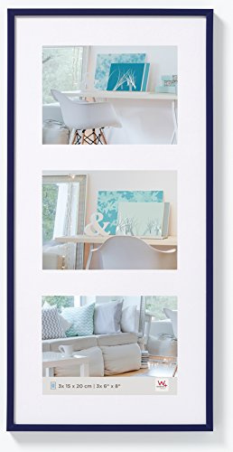 walther design Cadre Photo Bleu 3X 10x15 cm galerie avec Passe-Partout, Cadre Plastique New Lifestyle KV315L
