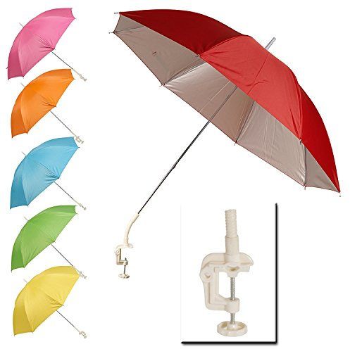 Panorama Gifts Portable Deck Chair Umbrella Lightweight Balcony Parasol + Clamp On Screw (Blue)