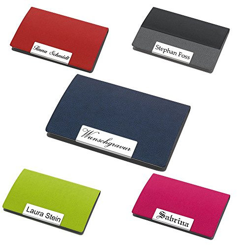 polar-effekt Visitenkartenetui mit Gravur - Kartenetui aus Edelstahl - Personalisiertes Visitenkartenhalter Geschenk zum Geburtstag [ Farbe - rot ]