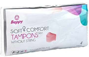 Beppy DRY 4 Stück in der Box - einzeln hygienisch verpackt, trocken, ohne Faden - Soft + Comfort Tampons/Schwamm tampons, für mehr Freiheiten während der Periode (Liebe, Sauna, Sport, Schwimmen)