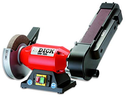 F. DICK Bandschleifmaschine SM-100 (Bandschleifer für Messer, Ballig- und Keilschliff, Filzpolierscheibe zum Abziehen und Polieren) 98070000, rot, schwarz