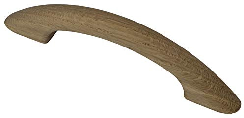 GedoTec Moderner Schubladengriff 96 mm Möbelgriff Holz-Griff Bogengriffe Küche aus Eichenholz | Bohrabstand 96 mm | Länge 130 mm | Eiche natur | 1 Stück - Design Schrankgriff mit M4 Gewindeschrauben