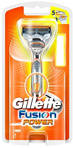 Gillette Fusion Power Razor x 6, 5 Blades, Plastic Handle, Men's, Mix Color, Sensitive Skin, Battery-Powered Micropulses