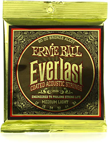 Ernie Ball, Everlast Medium Light Coated 80/20 Bronze, Corde per chitarra acustica, diametro 12-54