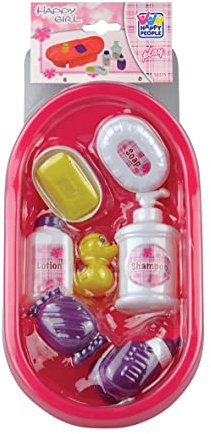 Happy People 50375 - Baby Puppen Badewann mit Zubehör für Puppen Kinderspielzeug Babdezubehör