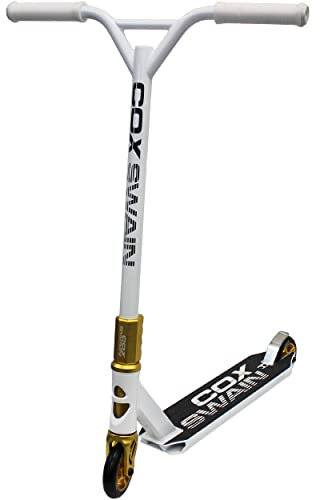 Cox Swain Stunt Scooter X-385, SCS-Kompression, CNC Fork, 100mm PU/Alu Rollen, ABEC 9, Kinder + Erwachsene, Anfänger + Profis, super stabil - Weiß