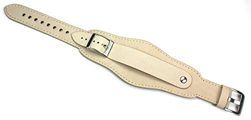 20mm Uhrenarmband für Uhren mit Feste Stege mit Unterlage Fliegeruhren Retro Look Lederband beige
