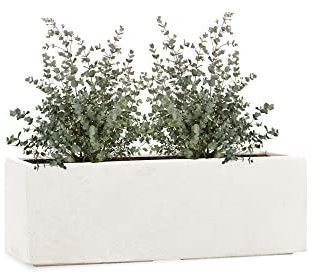 Pflanzwerk® Pflanzkübel TUB Sand 17x50x17cm XXL – Rechteckig – Großer Fiberglas Blumenkübel für Garten & Fensterbank außen und innen - Frostbeständig - UV-Schutz - Markenqualität