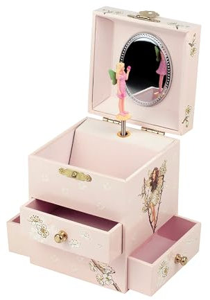 Trousselier - Blumenfeen - Flower Fairies - Musikschmuckdose - Spieluhr - für junge Mädchen - Phosphoreszierend - Leuchtet im Dunkeln - Musik von Rachmaninov - Farbe elfenbein