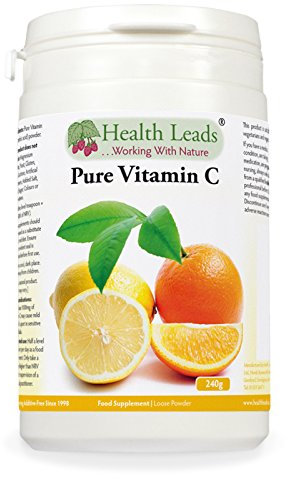 Pure Vitamin C Powder (Ascorbic Acid) 240g - Contributes to Maintain The Normal Function of The Immune System - Healthier Skin and Teeth - Vegan, Non-GMO, Gluten Free