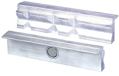 HEUER Magnet-Schutzbacke Typ P für Schraubstock 150 mm, Aluminium mit Prismen, zum Spannen von Werkstücken in verschiedensten Formen