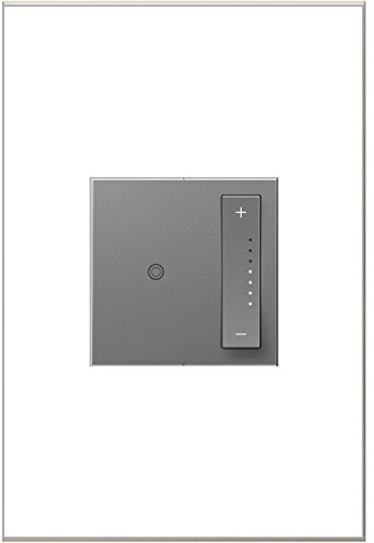 Legrand adorne sofTap Tru-Universal Dimmer Switch, 700W (Incandescent, Halogen, MLV, Fluorescent, ELV, CFL, LED), Magnesium Finish, ADTP703TUM4