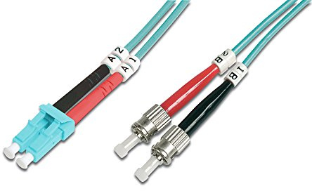 DIGITUS DK-2531-03/3 – Câble À Fibre Optique OM3 – 3 m – LC à ST – Câble Fibre Optique Duplex – 1/10/40/100 Gbit/s – MM Multimode LAN – Type De Fibre : 50/125 – Turquoise (Aqua)