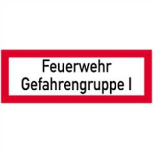 Schild Feuerwehr Gefahrengruppe I Alu 10,5 x 29,7cm