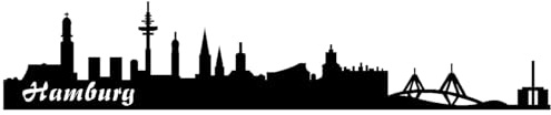 Skyline4u Aufkleber Hamburg Skyline viele Farben 15 x 3cm schwarz