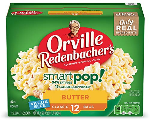 Orville Redenbacher's Mikrowellen-Popcorn SmartPop! Value Size | 4 g Ballaststoffe pro Portion, glutenfrei, 15 Kalorien pro Tasse, Buttergeschmack, wertvolle Größe, ideal für Filmabende