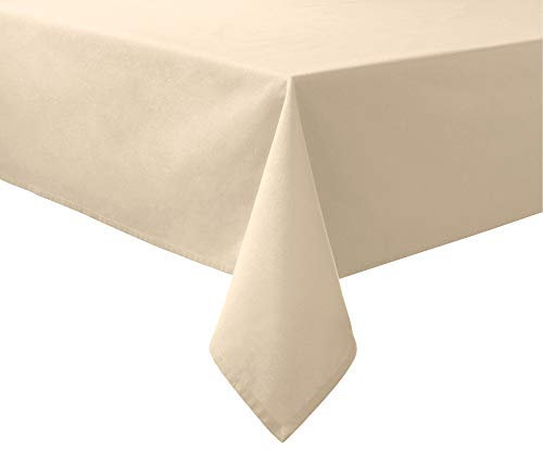 REDBEST Tischdecke, Tischwäsche Uni Seattle, 100% Baumwolle beige Größe 130x200 cm - Robustes, glattes Gewebe, mit hochwertigem Kuvertsaum