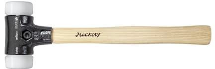 Wiha Martillo de cara blanda Safety de dureza media/muy duro con mango de madera Hickory, cabezal redondo 80, 490 mm (26648)