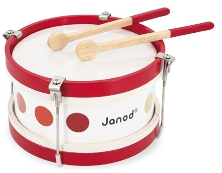 Janod - Il Mio Primo Tamburo Coriandoli (Legno), Strumento Musicale per Bambini, Giocattolo Di Imitazione e Risveglio Musicale - Da 2 Anni in su, J07608