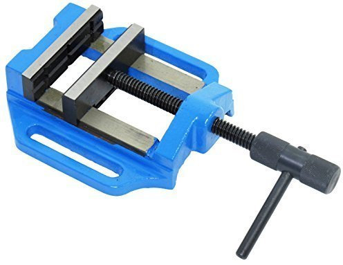 qteck Maschinenschraubstock 100 mm 4 - Schraubstock für Säulenbohrmaschine, Tischbohrmaschine, Werkbänke - Blau