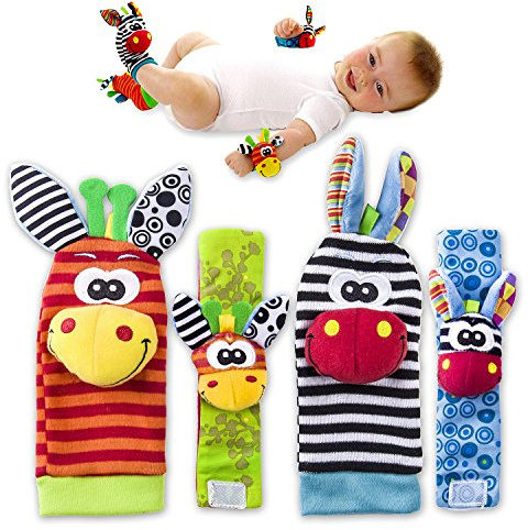 Multi - Sensorelle Hochet Poignet Bebe - Développement Sensoriel et Eveil Hochet Pied et Poignet - Chaussette Hochet Bebe 6 Mois - Jouet de Développement Cadeau Hochet Main et Pied Pour Bebe