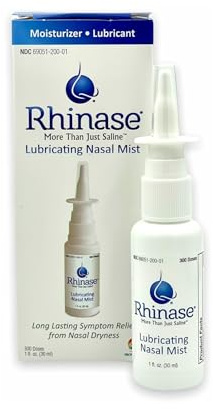 Rhinase Allergy Relief Saline Nasal Spray – Steroid Free, Dual Wetting Agent & Salt Formulation, 300 Sprays for Dry Nose, Allergy, nosebleeds from Nasal Dryness
