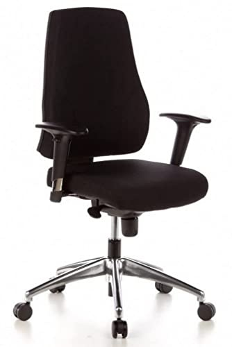 hjh OFFICE 608000 Profi Bürostuhl PRO-TEC 200 Stoff Schwarz Drehstuhl ergonomisch, Arm- & Rückenlehne höhenverstellbar