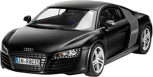 Revell Model Set 67057 AUDI R8 1:24 Scale Unbuilt/Unpainted Plastic Model Kit with Contacta Professional Glue, Paintbrush & Selected Aqua Color Paints