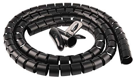 Chengsi Kabel-Organizer, Kabelwicklung, Spiralschlauch, Kabelmanagement-Hülle für Zuhause, Büro, PC, TV (schwarz, Länge 150 cm, Durchmesser 3,2 cm)