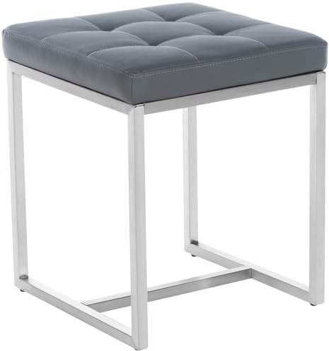 CLP Edelstahl-Sitzhocker Barci Kunstleder I Moderner Hocker Mit Hochwertiger Polsterung Und Bodenschonern I In Vielen Farben Farbe grau