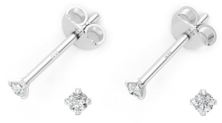 Heather Needham Set of 2 PAIRS Sterling Silver Cubic Zirconia stud Earrings - SIZE: TEENY TINY 2mm - Very Small & discreet - PLEASE see second photo in ear for size. Gift Boxed 5549CL/HN