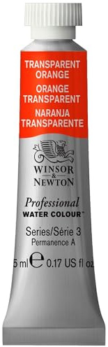 Winsor & Newton Acuarela Profesional - Pintura de Acuarela, Alta Luminosidad, Resistente a la Luz, Calidad de Archivo, Tubo de 5ML, Color Naranja Transparente