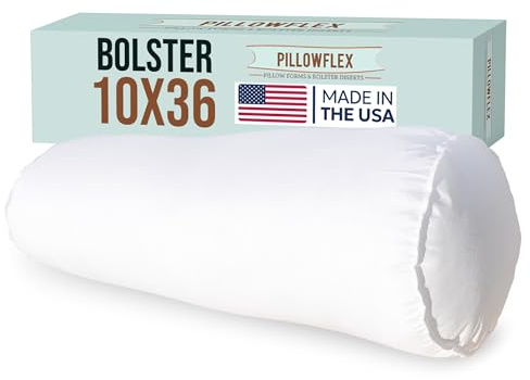 Pillowflex Bolster Pillow (10x36) - White Round Soft Roll Pillow with Plush Polyester Filling, Comes in a Poly-Cotton Shell, Odorless, Lint, and Dust-Free, No Lumps Stuffing for Pillows