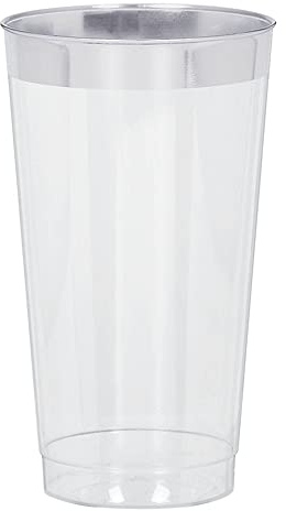 amscan 351014 silvertrim premium plastbehållare 284 ml-16 st