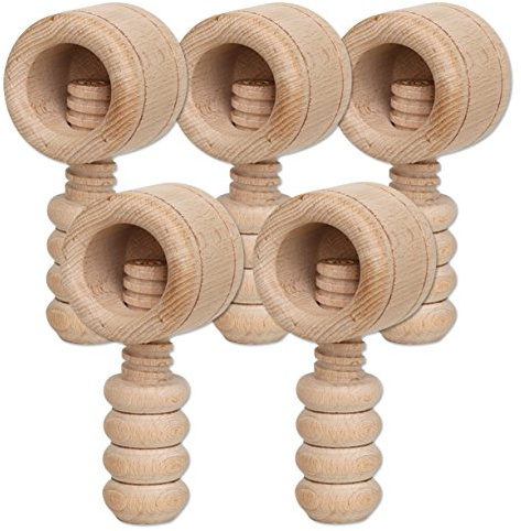 Dekohelden24 Set de 5 Cascanueces Tornillo en Madera, tamaño Aprox. 12 cm.