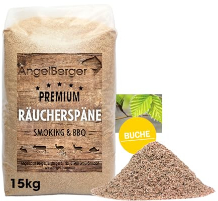 Angel-Berger Räuchermehl Räucherspäne Buche Deluxe 15kg Sack Buche Mehl 500/1000 (0,5-1mm) fein