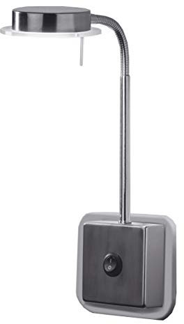 Trango 2605 LED Steckerleuchte, Wandleuchte, Leselampe, Küchenlampe, Nachtlicht in Nickel matt inkl. 5 Watt LED Modul warmweiß 3000K Leuchtmittel, Wandlampe, Küchenlampe