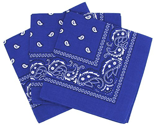 Set mit 3 Bandanas, Paisley, für Damen und Herren, 57 x 57 cm
