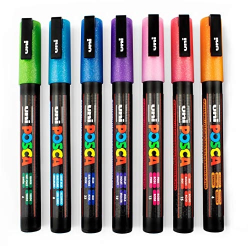 POSCA PC-3ML GLITTER PAINT MARKER - FULL RANGE SET of 7 Pens