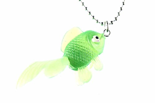 Miniblings Fisch Koi Kette Halskette 80cm Kampffisch Fischkette Goldfisch grün neon - Handmade Modeschmuck - Kugelkette versilbert