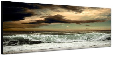 Augenblicke Wandbilder Keilrahmenbild Wandbild 150x50cm Meer Wellen Sturm Wolkenhimmel