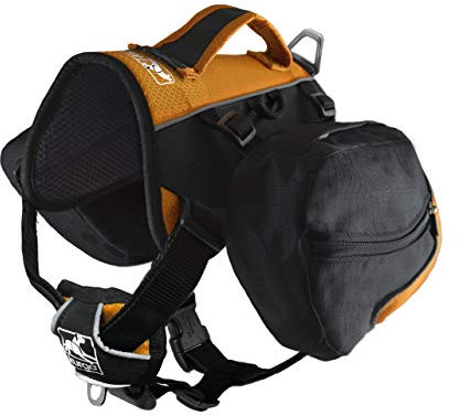 Kurgo Baxter Large, Trekking-Rucksack für Hunde, Verstellbarer Hunde-Rucksack, für Wandern, Laufen, Camping, Schwarz/Orange