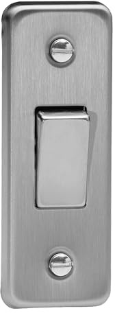 Varilight 1 Gang 10 Amp 1 or 2 Way Rocker Architrave Switch Matt Chrome,87x32x25mm